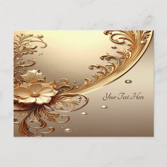 Golden Ornate Floral Postcard (Front)