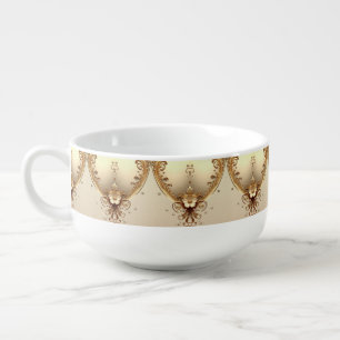 Golden Ornate Floral Soup Mug