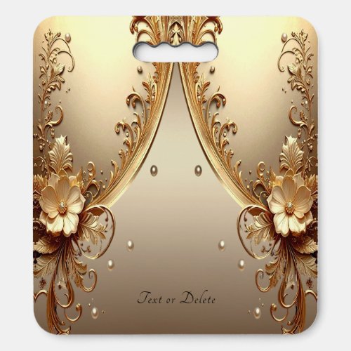 Golden Ornate Floral Stadium Seat Cushion