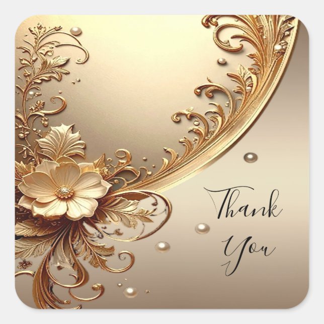 Golden Ornate Floral Sticker (Front)