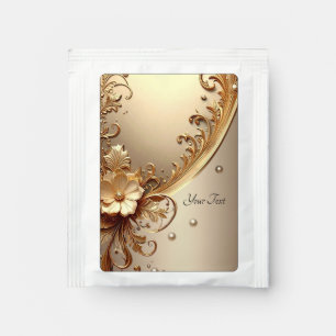 Golden Ornate Floral Tea Bag Drink Mix