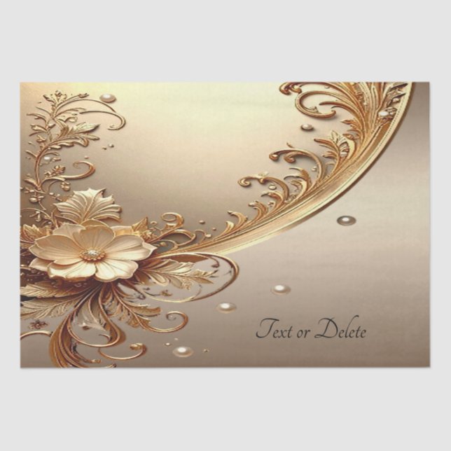 Golden Ornate Floral Tissue Paper (Front)