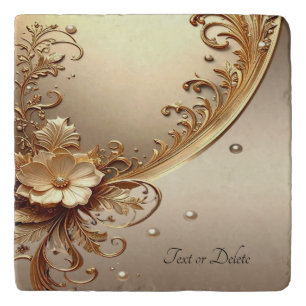 Golden Ornate Floral Trivet