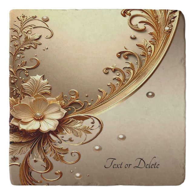 Golden Ornate Floral Trivet (Front)