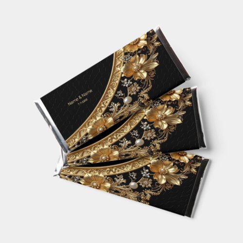 Golden Ornate Flower Hershey Bar Favors