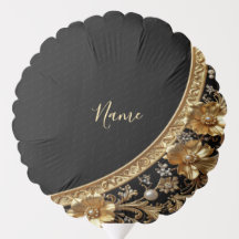 Golden Ornate Flowers Balloon