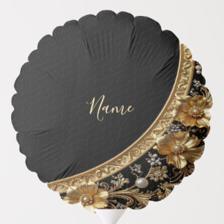 Golden Ornate Flowers Balloon