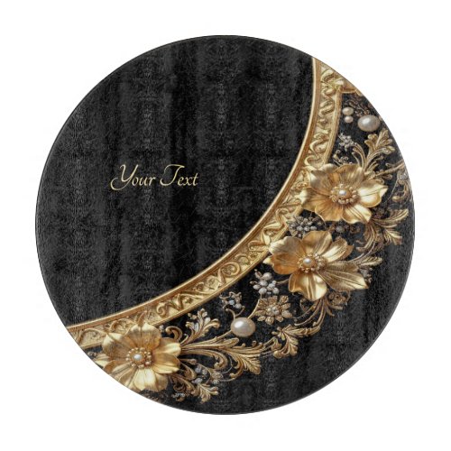 Golden Ornate Flowers Cutting Board