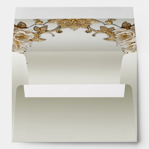 Golden Ornate Flowers Envelope