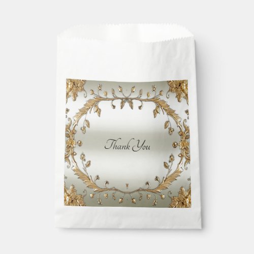 Golden Ornate Flowers Favor Bag