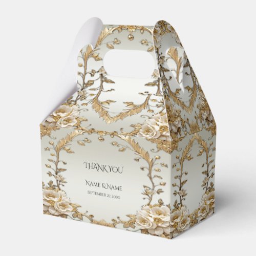 Golden Ornate Flowers Favor Box