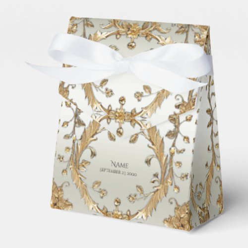 Golden Ornate Flowers Favor Box