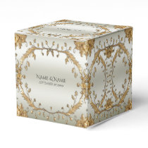 Golden Ornate Flowers Favor Box