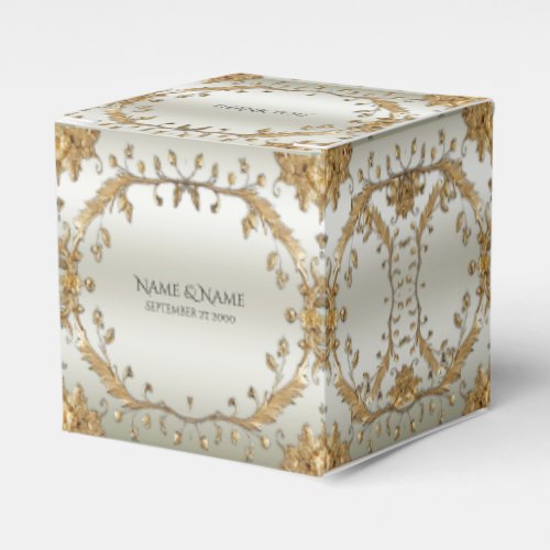 Golden Ornate Flowers Favor Box