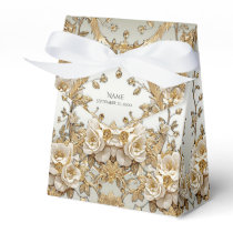 Golden Ornate Flowers Favor Box