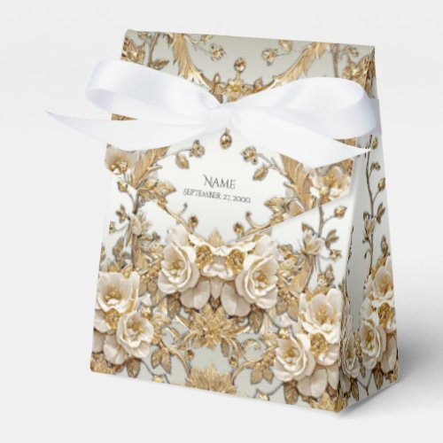 Golden Ornate Flowers Favor Box