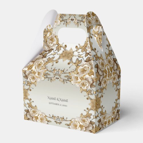 Golden Ornate Flowers Favor Box