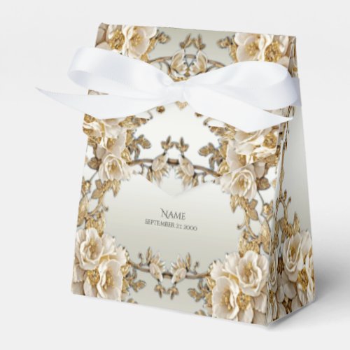 Golden Ornate Flowers Favor Box