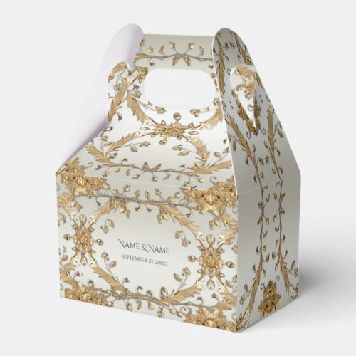 Golden Ornate Flowers Favor Box