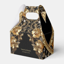 Golden Ornate Flowers Favor Box