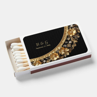Golden Ornate Flowers Matchboxes