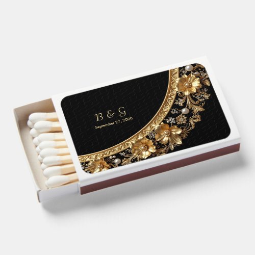 Golden Ornate Flowers Matchboxes