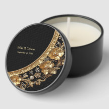 Golden Ornate Flowers Mini Candle Favors