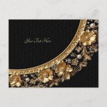 Golden Ornate Flowers Postcard