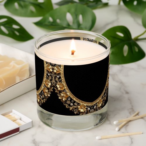 Golden Ornate Flowers Scented Jar Candle
