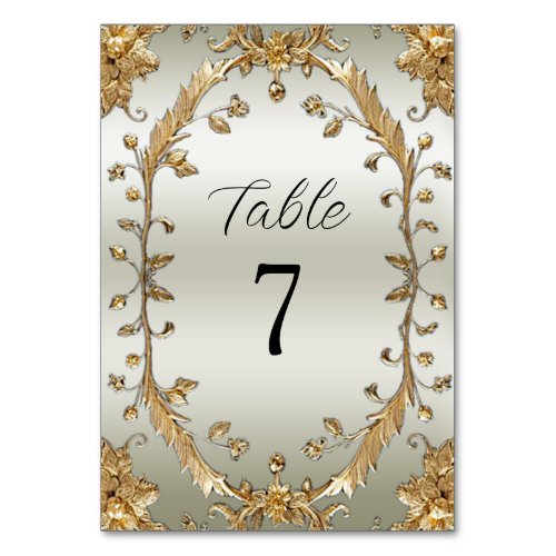 Golden Ornate Flowers Table Number