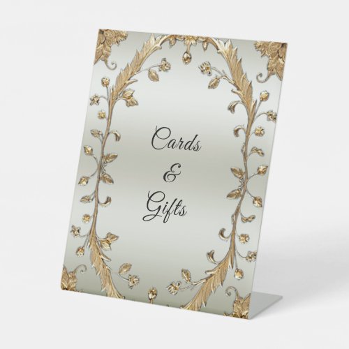 Golden Ornate Flowers Tabletop Signs