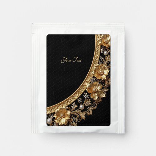 Golden Ornate Flowers Tea Bag Drink Mix