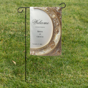 Golden Ornate Frame Garden Flag