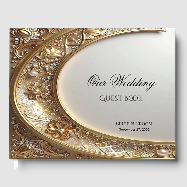 Golden Ornate Frame Guest Book (Front)