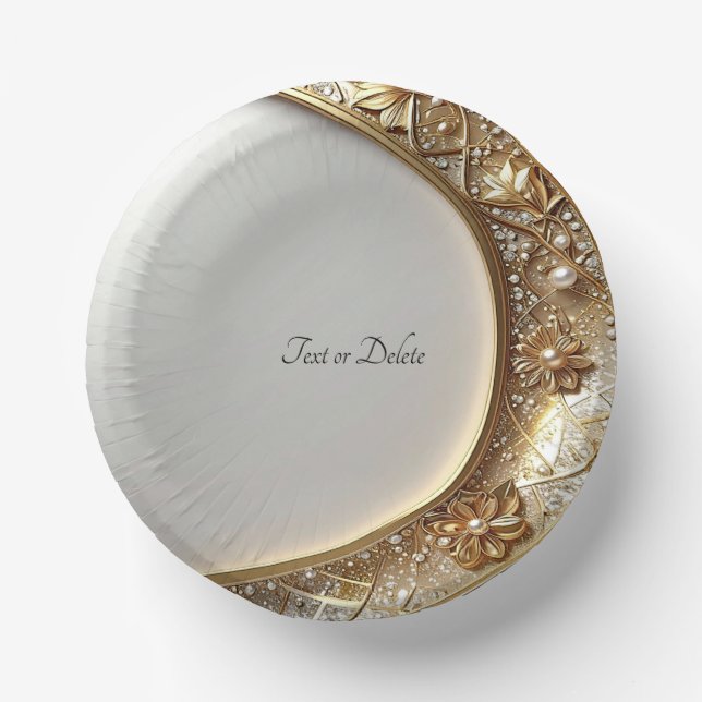 Golden Ornate Frame Paper Bowls (Front)