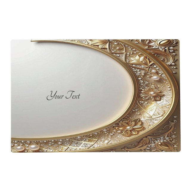 Golden Ornate Frame Paper Placemat (Front)