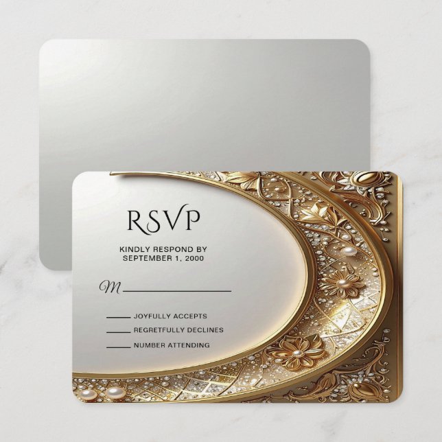 Golden Ornate Frame RSVP Card (Front/Back)