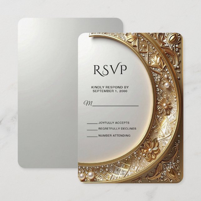 Golden Ornate Frame RSVP Card (Front/Back)