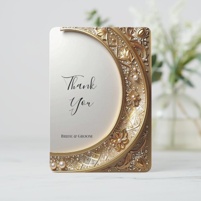 Golden Ornate Frame Thank You Card (Standing Front)