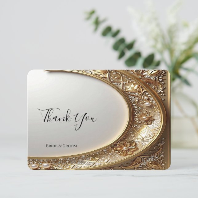 Golden Ornate Frame Thank You Card (Standing Front)