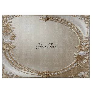 Golden Ornate Frame with Pearls Cutting Board