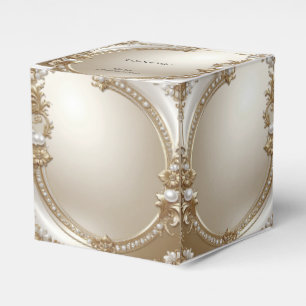 Golden Ornate Frame with Pearls Favor Box