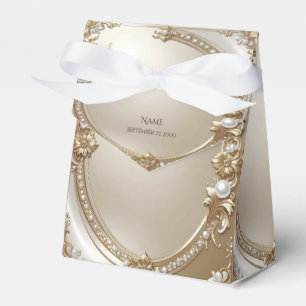 Golden Ornate Frame with Pearls Favor Box