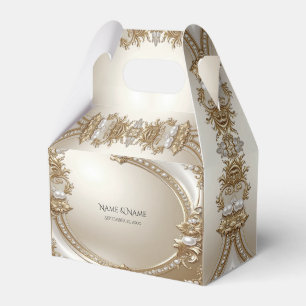 Golden Ornate Frame with Pearls Favor Box