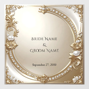 Golden Ornate Frame with Pearls Floor Decal
