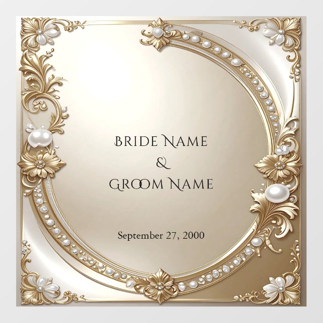 Golden Ornate Frame with Pearls Floor Decal (Front)