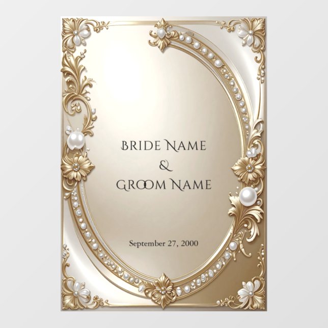 Golden Ornate Frame with Pearls Floor Decal (Front)