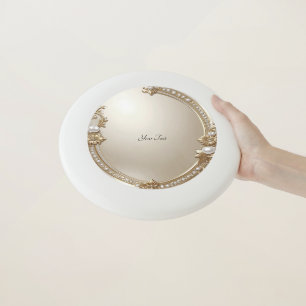 Golden Ornate Frame with Pearls Frisbee
