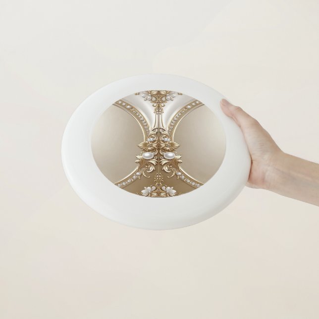 Golden Ornate Frame with Pearls Frisbee (In Hand)