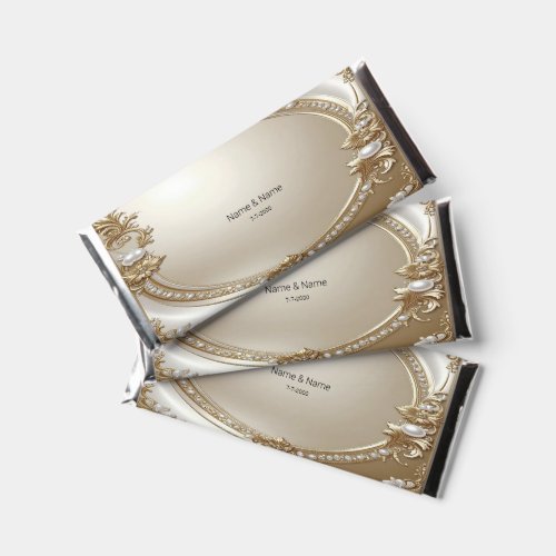 Golden Ornate Frame with Pearls Hershey Bar Favors